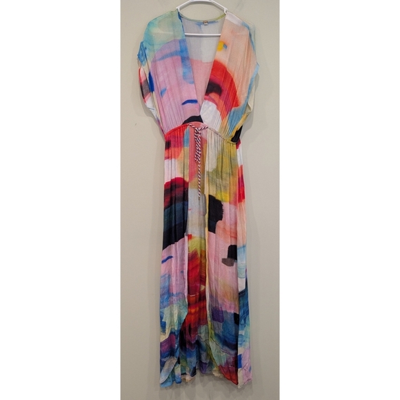 Blank London Maxi Watercolor Tie Waist Dress Size Small - Picture 1 of 5